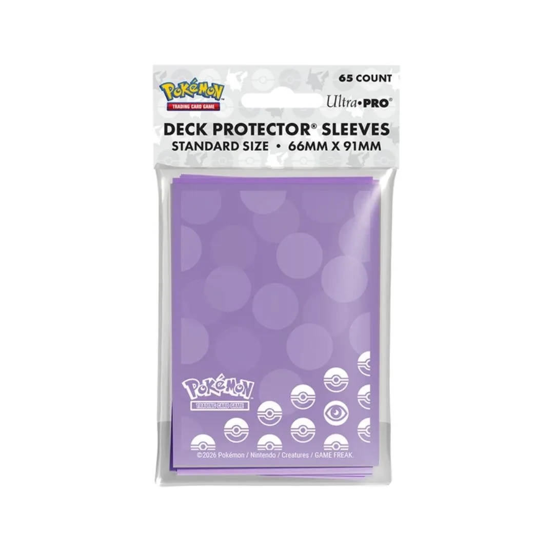 Psychic Type Pokémon energy deck protector sleeves, 65 count, featuring vibrant designs for card protection.