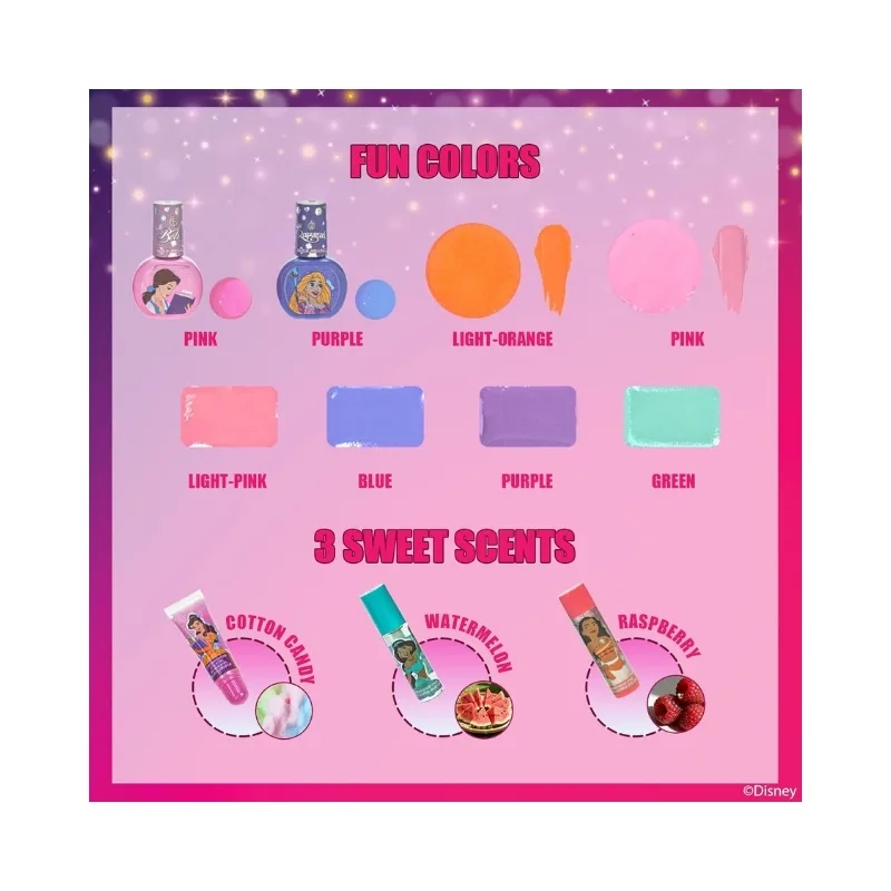 Townley Princess Kids Makeup Train Case Set Washable & Non-Toxic Beauty Kit - DP5446GG - Image 3