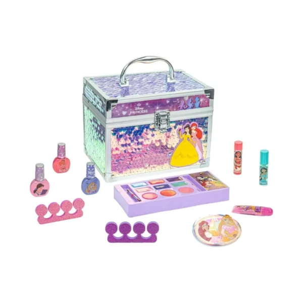 Townley Princess Kids Makeup Train Case Set Washable & Non-Toxic Beauty Kit – DP5446GG