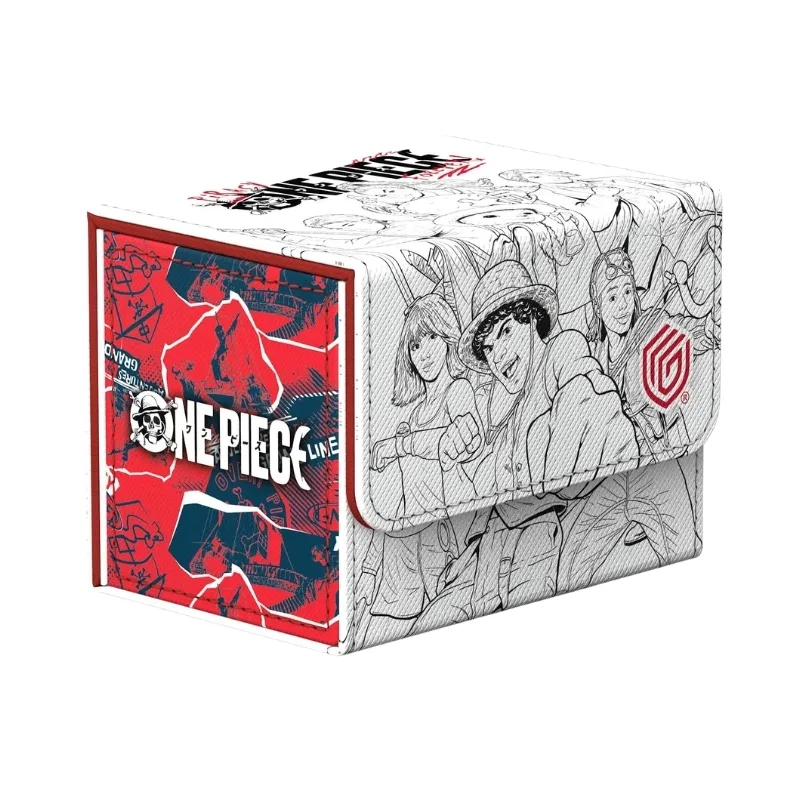 Deck box featuring One Piece Sketch Edition design, made of Xenoskin, holds up to 80 cards for card game enthusiasts.