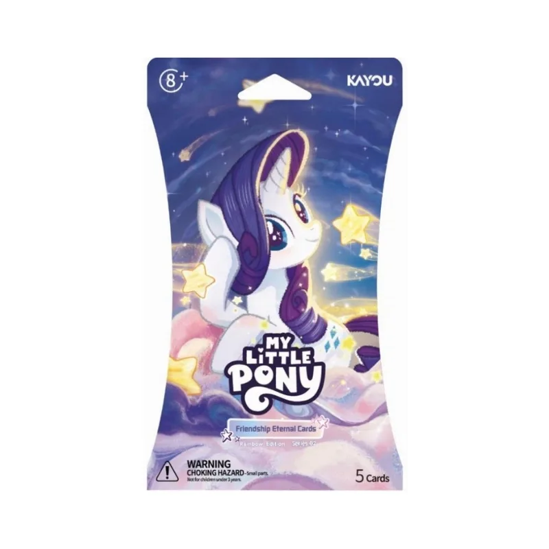 Blister box containing 24 packs of My Little Pony Friendship Eternal trading cards featuring rainbow-themed designs