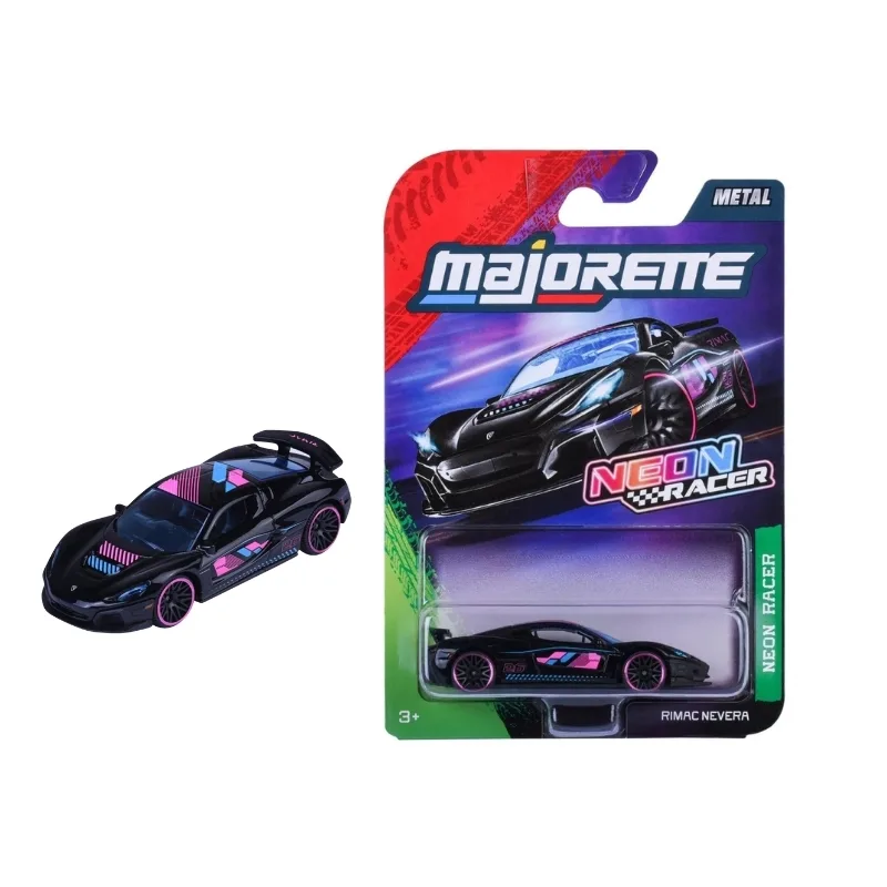 Majorette Neon Racers die-cast car, 1:64 scale, showcasing a vibrant design in a collectible series of six models.