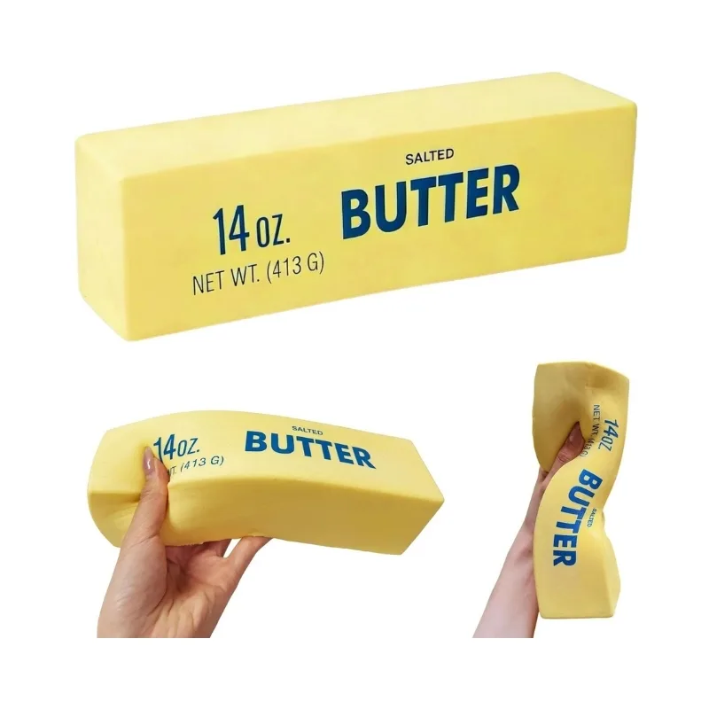 Large 14 oz Butter Squishy from Squish Mart, made of PU material, features a slow-rising design for tactile enjoyment