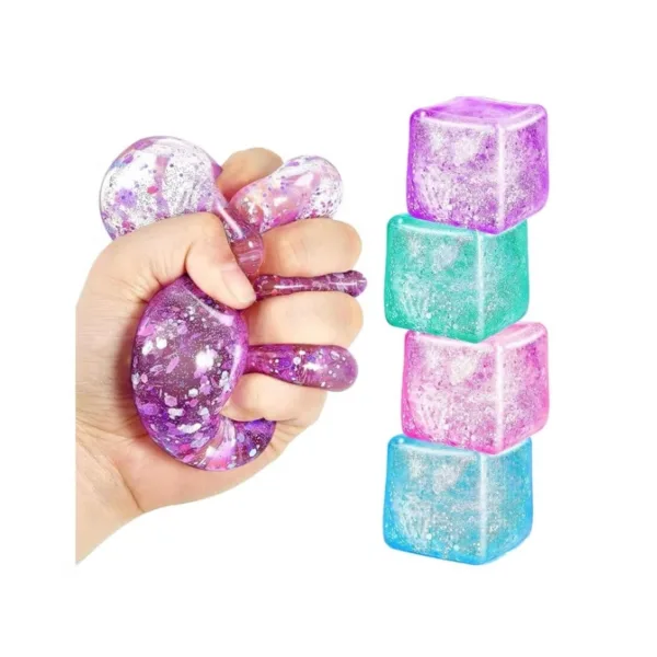 Squish Mart SQSH Glitter Ice Cube Maltose 7 cm Soft Squeeze Toy Random 1 Pc – SQUISH-9449