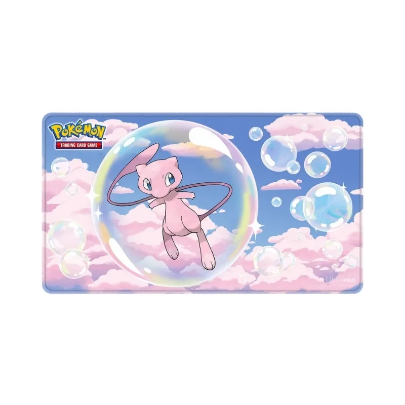 Foil playmat featuring Mew, a mythical Pokémon, designed for Pokémon card games by Ultra PRO