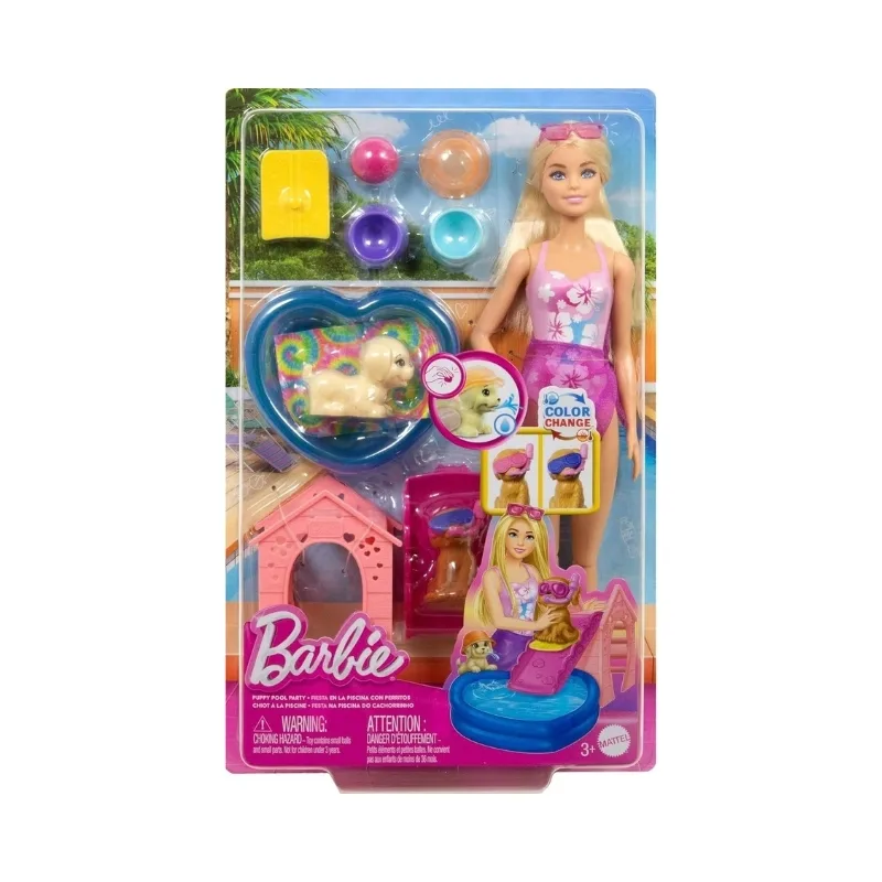 Barbie Puppy Pool Party Playset with Doll 2 Pets & Color-Change Accessories - JBF35 - Image 6