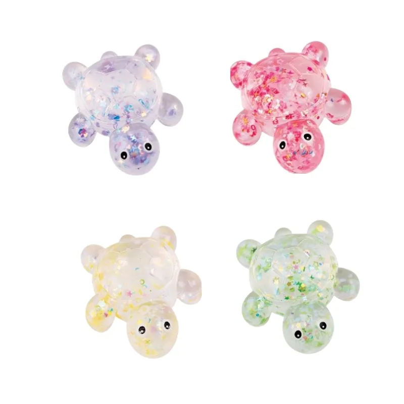 Assorted Cool Mix Supergel Glitter Turtle toys in vibrant colors, showcasing a fun and playful design.