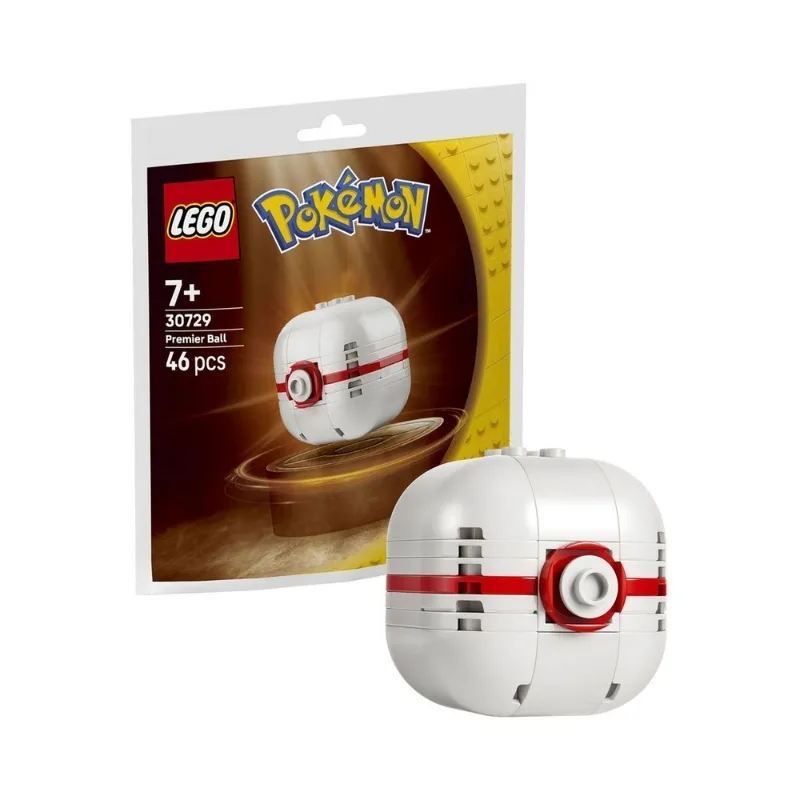 Premier Ball V29, a sleek white and red Poké Ball, designed for capturing Pokémon in the game.