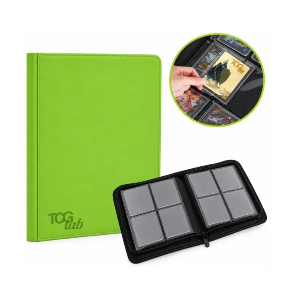 TcgLab Toploader Album Zippered Binder Holds 112 Toploaders (Green) – 391202