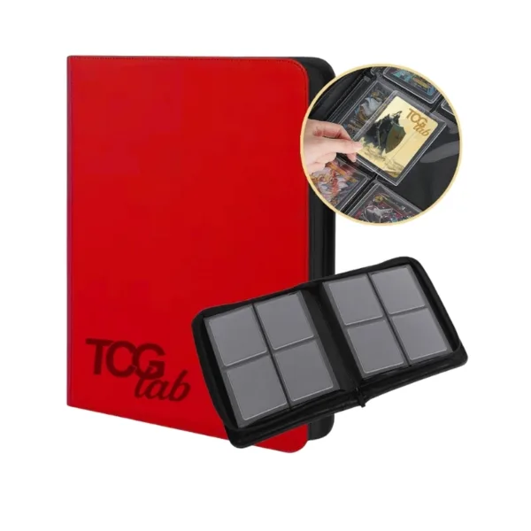 TcgLab Toploader Album Zippered Binder Holds 112 Toploaders (Red) – 390878